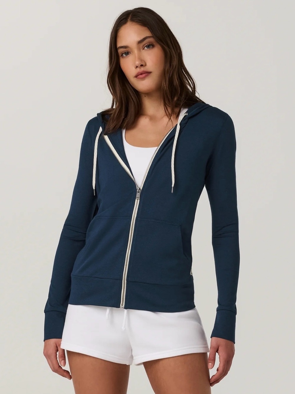 Women's Vuori Halo Performance Zip Hoodie 2.0 Dark Blue Coastal Heather XL
